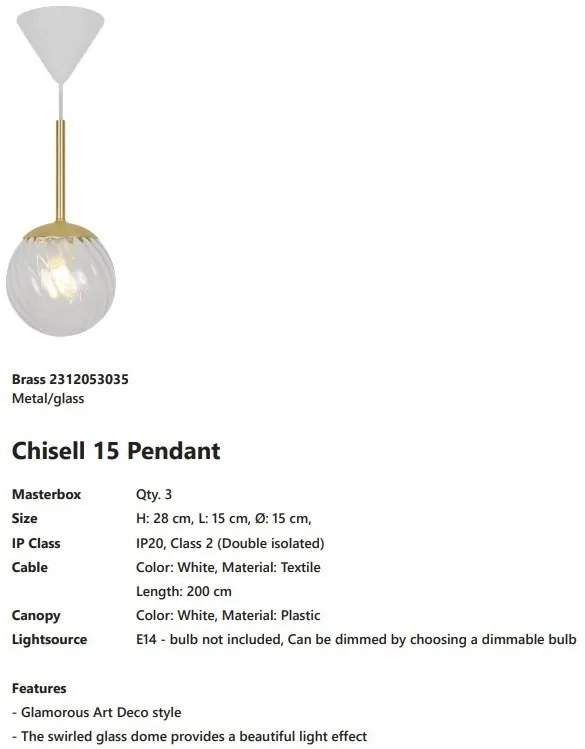 Lustra, Pendul design Art Deco Chisell 15 Brass