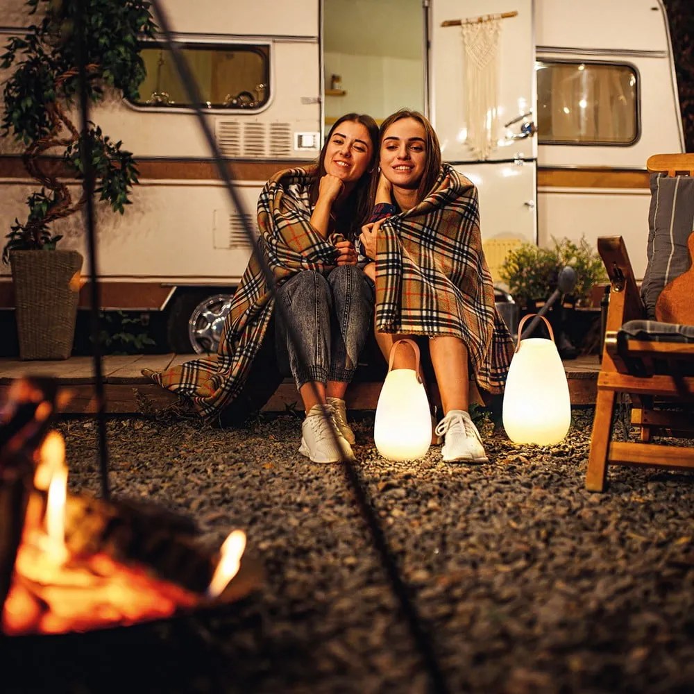 Veioză albă/maro LED (înălțime 20 cm) Ruby – Fischer & Honsel