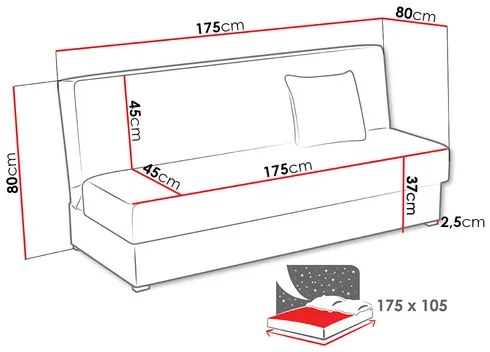 Canapea extensibilă Tedrona Mini (Albastru închis) (cu sp. depozitare). 1105631