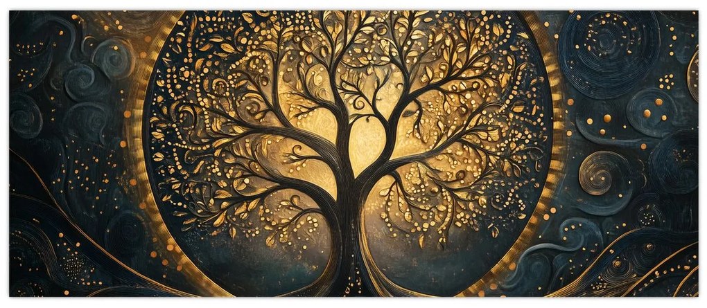 Tablou – Arbore cu aură aurie (120x50 cm)