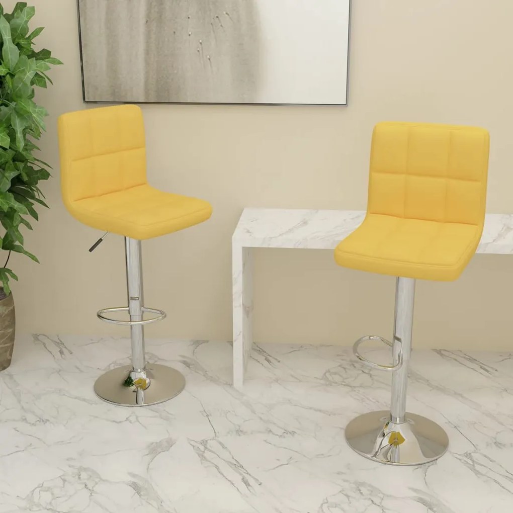 vidaXL Scaune de bar, 2 buc., galben muștar, material textil