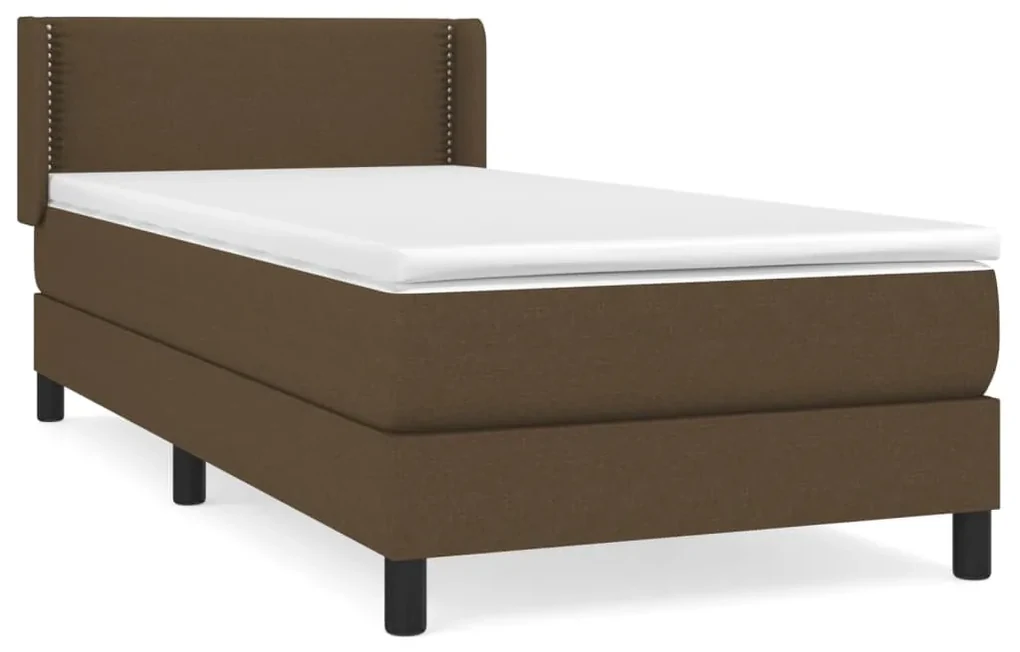 3129596 vidaXL Pat box spring cu saltea, maro închis, 90x190 cm, textil