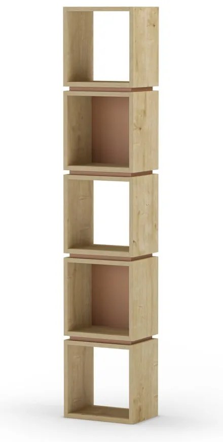 Bibliotecă cărămizie/în culoare naturală cu aspect de lemn de stejar 32x167 cm Lofty – Marckeric