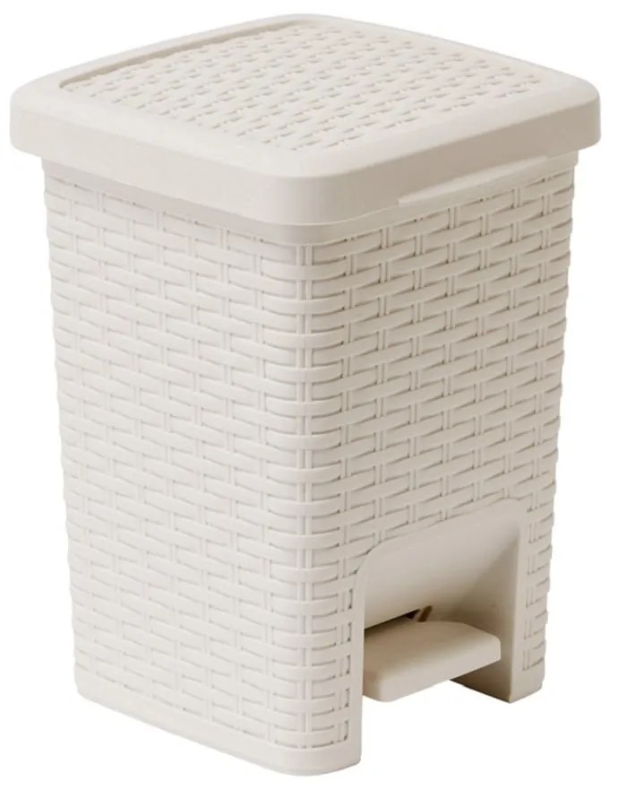 Coș cu pedale pentru baie Addis Rattan Pedal Bin Calico, 6 l, crem