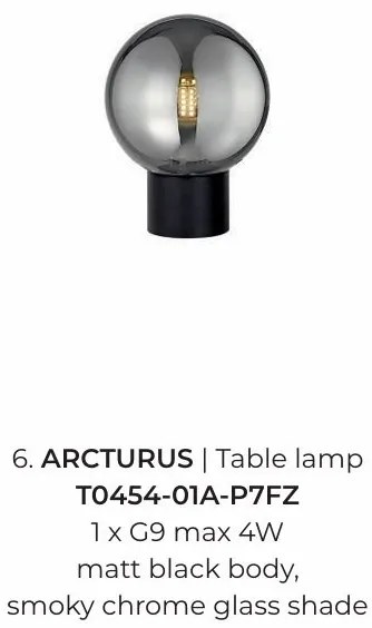 Veioza, Lampa de masa moderna Arcturus negru/ fumuriu