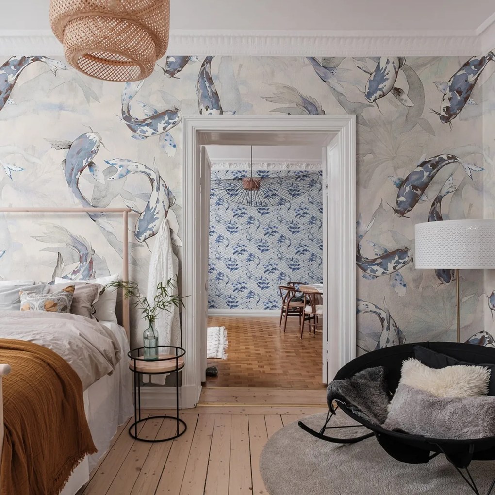 Fototapet, Koi, Blue, Rebel Walls