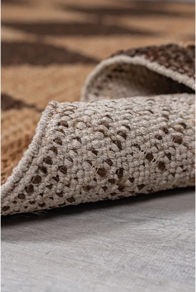 Covor tip traversă maro/în culoare naturală țesut manual din amestec de iută 80x230 cm Effie Diamond – Flair Rugs