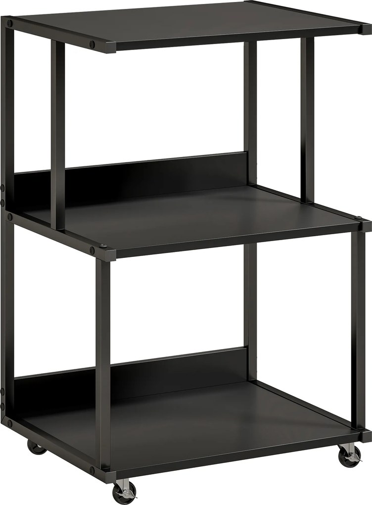 HOMCOM Suport pentru Imprimantă cu 3 Niveluri, Tavă Industrială Metalică pentru Birou, Negru | Aosom Romania