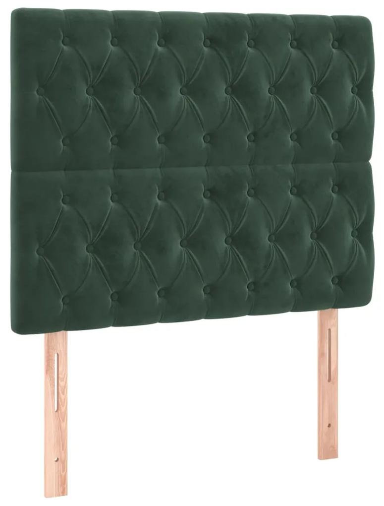 Cadru de pat cu tablie, verde inchis, 100x200 cm, catifea Verde inchis, 100 x 200 cm, Design cu nasturi