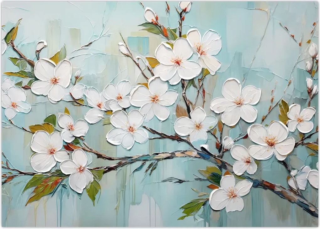 Tablou - Pictură, ramuri de copac înflorit (70x50 cm)