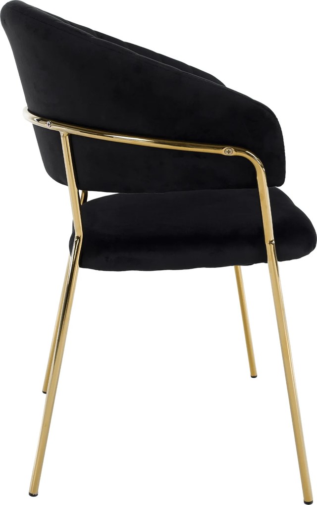 Scaun de sufragerie de design, material Velvet negru/gold crom auriu, DASMIN TIP 1