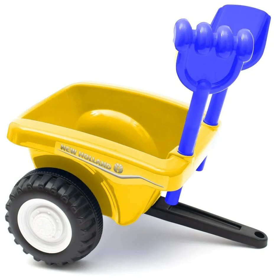Tractor pentru copii Baby Mix cu remorcă și unelte New Holland, galben
