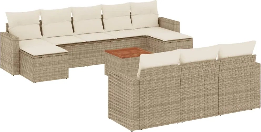 vidaXL Set canapele de grădină cu perne, 11 piese, bej, poliratan
