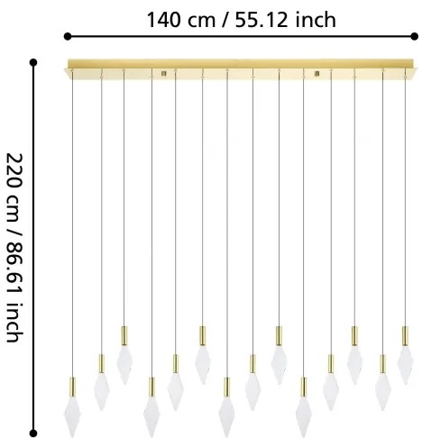 Lustră LED dimabilă pe cablu Eglo 390362 MIRADOR 14xLED/3,3W/230V auriu