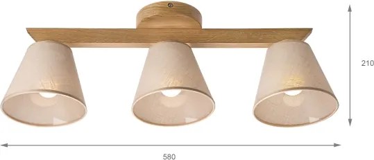 Lustr ANTONIO 3xE14/40W/230V, montaj plafon, stejar