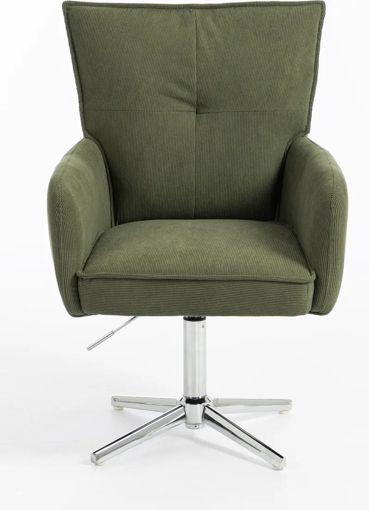 HR250K Scaun Catifea Reiată Premium culoare verde salvie Bază Cromata