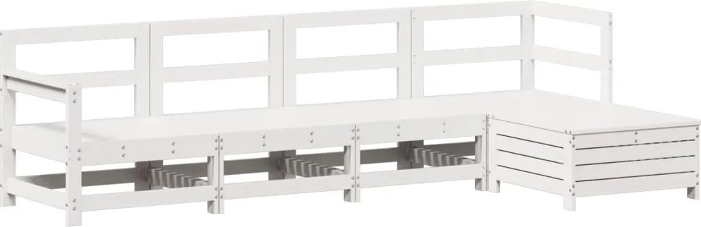 vidaXL Set canapea de grădină, 5 piese, alb, lemn masiv de pin