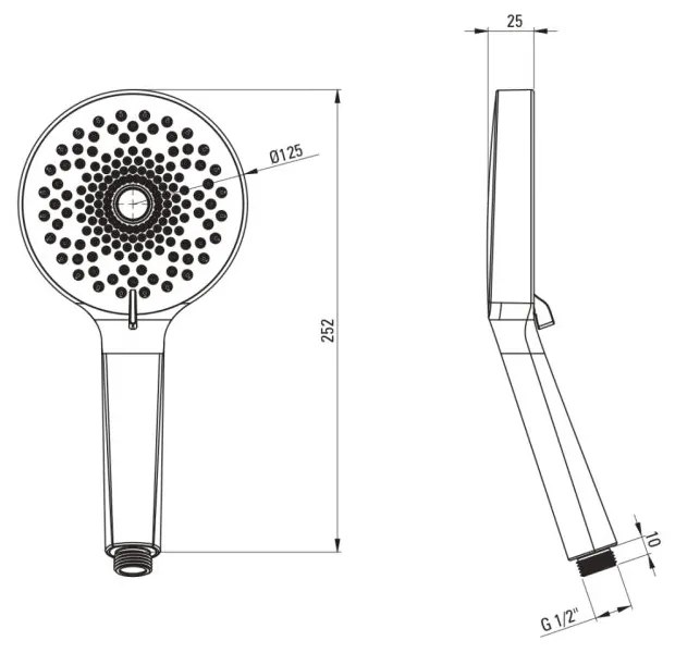 Para dus rotunda culoare negru mat Deante Alpinia Negru mat