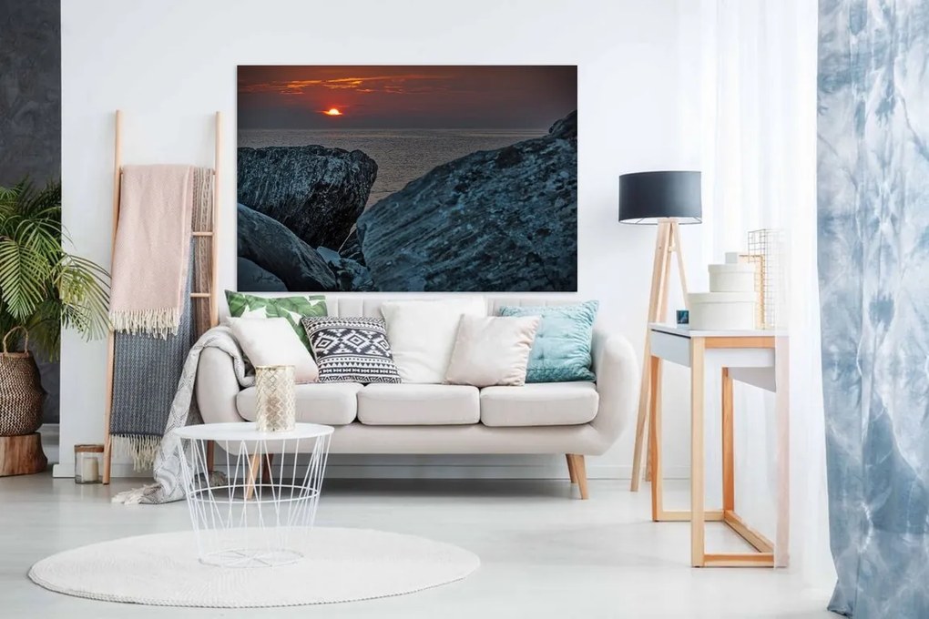 Tablou Peisaj Apus de soare dintre stanci - 40x30 cm