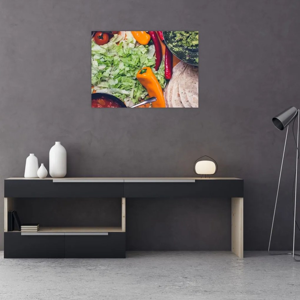 Tablou pe sticlă cu legume (70x50 cm)
