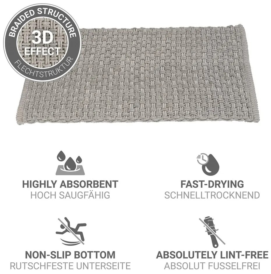 Covoraș de baie gri din material textil 50x80 cm Ecoli – Wenko