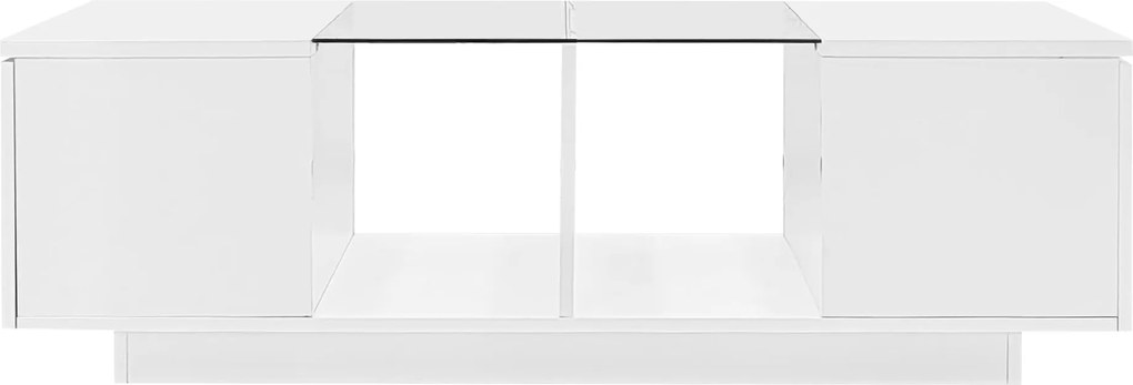Masă de cafea cu iluminare LED, blat de masă lucios, spațiu generos de depozitare, 120x50x38,5 cm, Alb