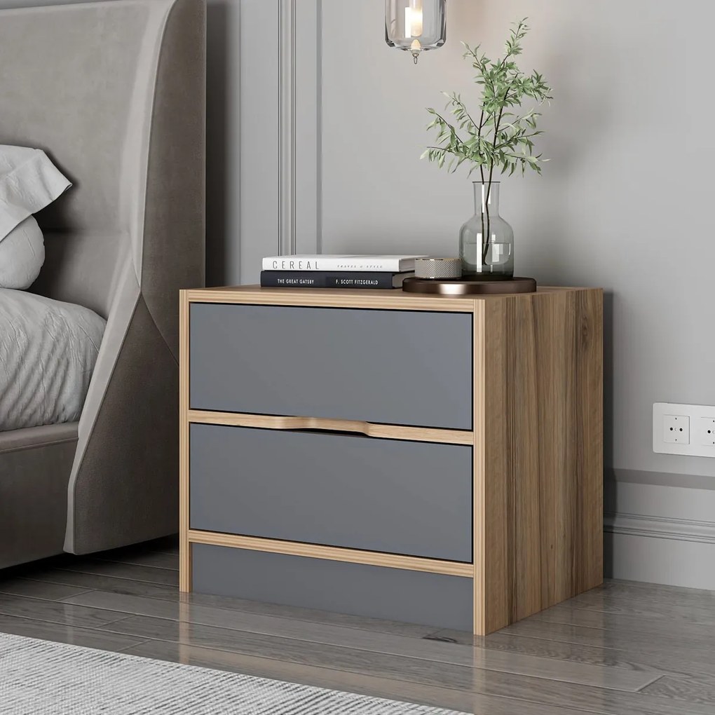 Noptieră Elina Walnut Anthracite
