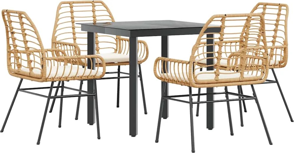 vidaXL Set mobilier de grădină cu perne 5 piese maro sticlă polirattan