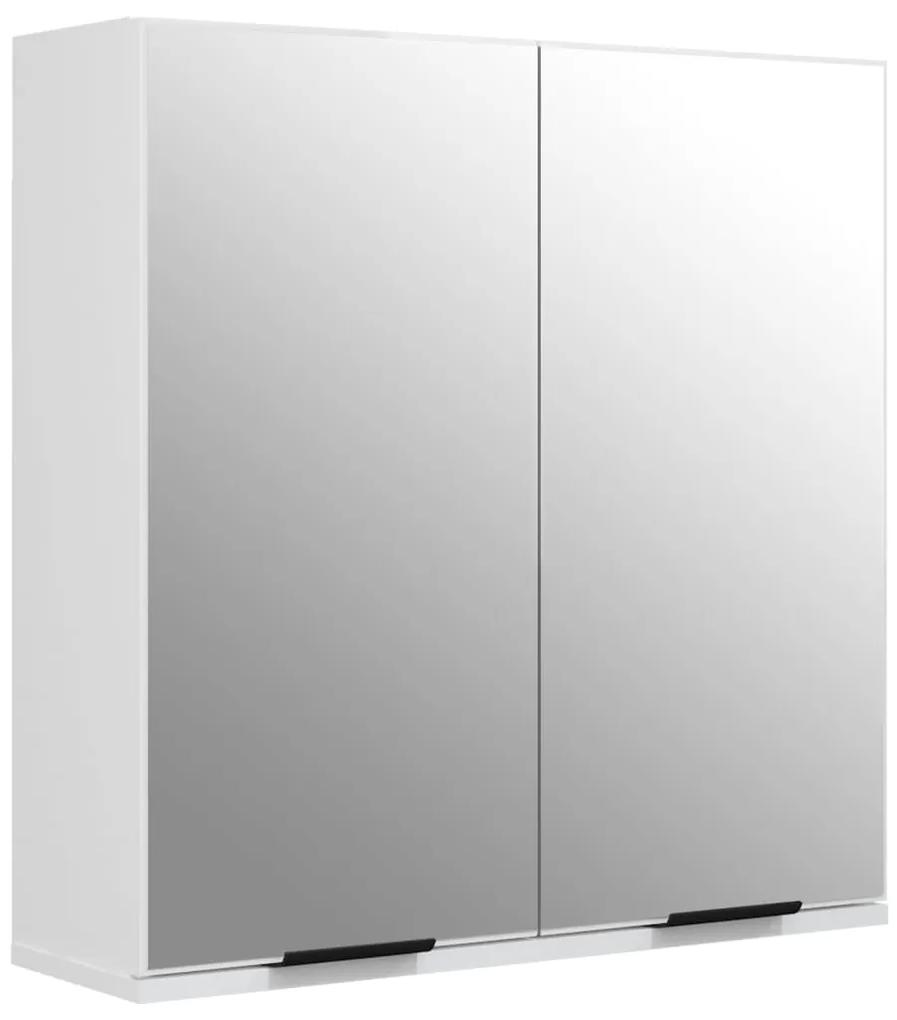 Dulap de baie cu oglinda, alb extralucios, 64x20x67 cm Alb foarte lucios