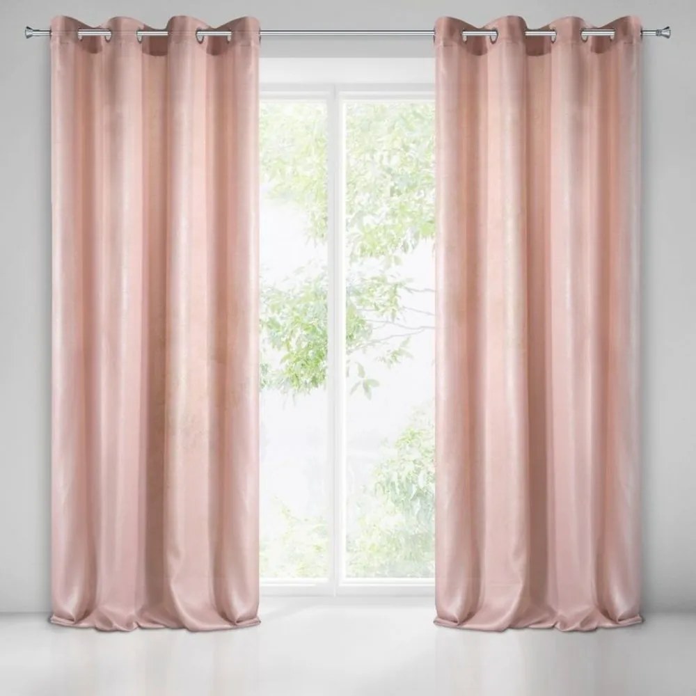 Draperie lucioasă culoarea roz pudră 140 x 250 cm Lungime: 250 cm