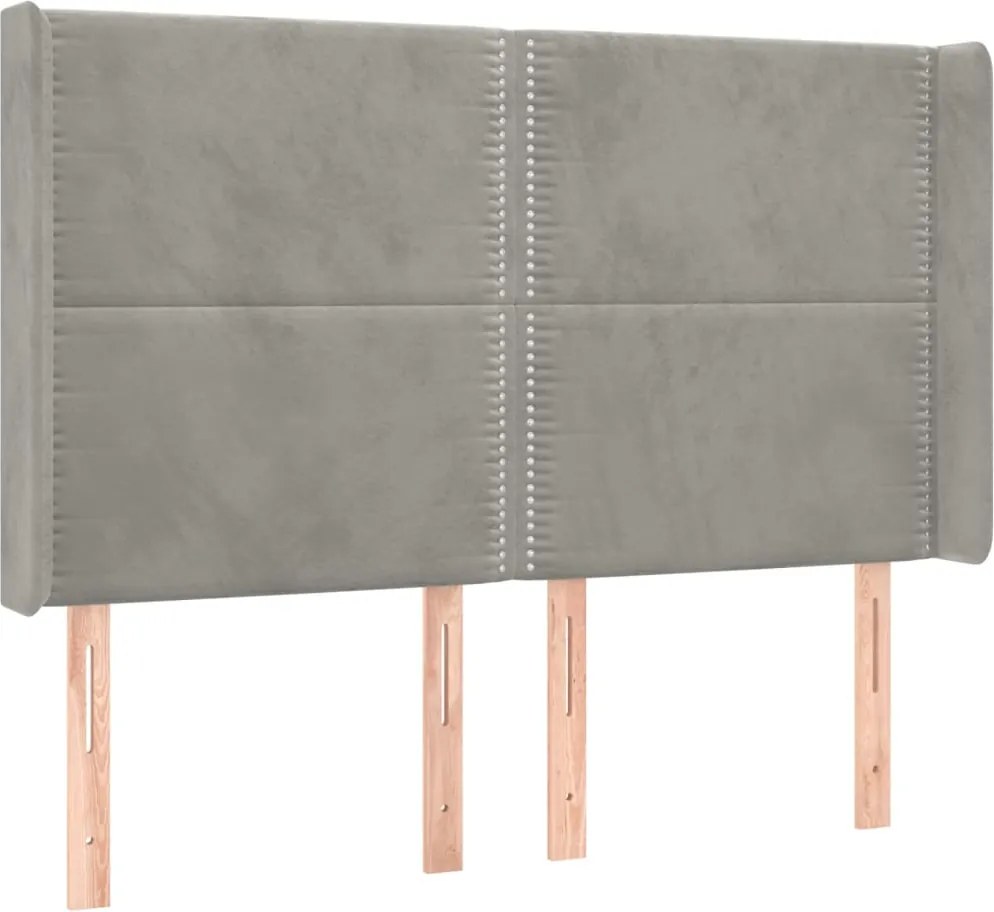 vidaXL Tăblie de pat cu aripioare gri deschis 147x16x118/128cm catifea