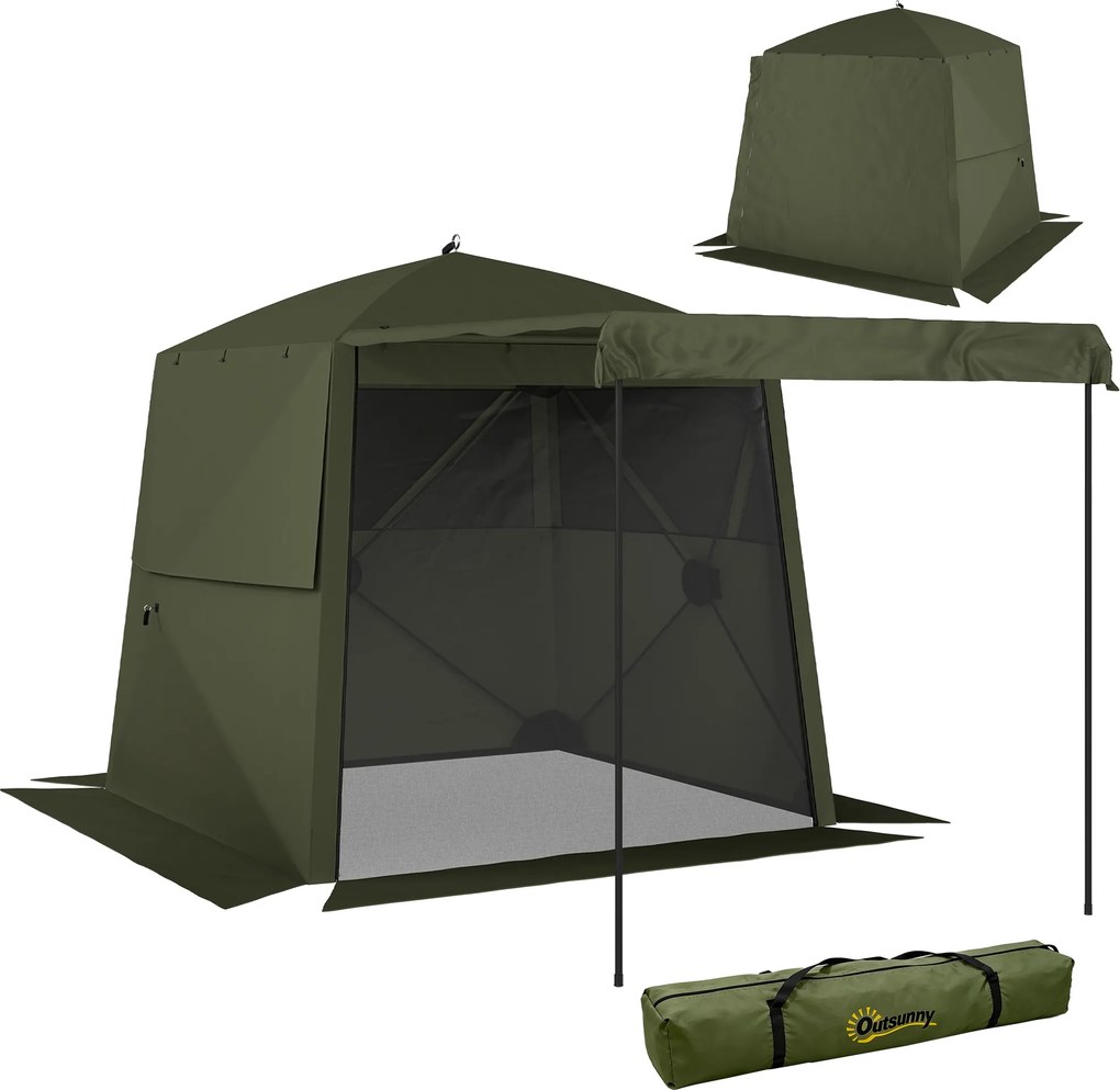 Outsunny Pavilion 2x2m Impermabil Stabil Rezistent la iarnă Pop-up Pavilion pliabil cu 4 panouri laterale Ferestre din plasă Ușă frontală UPF 30+ | Aosom Romania
