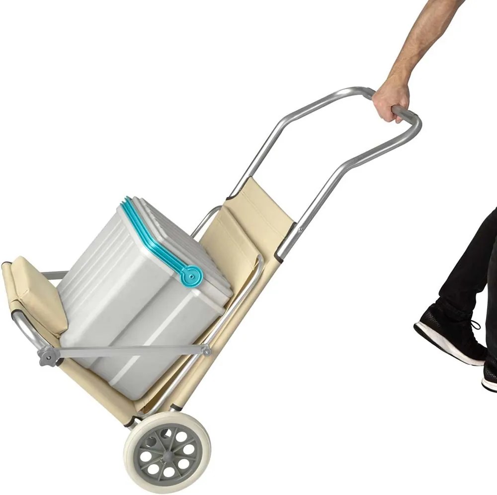 2 buc sezlong mobil cu parasolar, bej