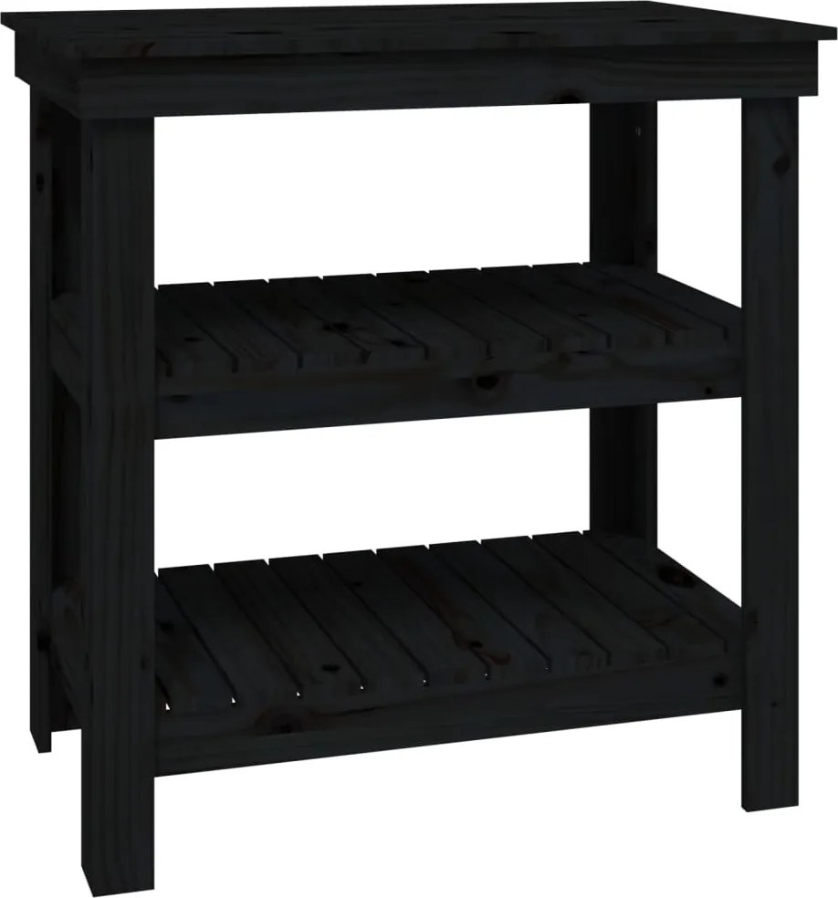 vidaXL Banc de lucru, negru, 78,5x50x80 cm, lemn masiv pin