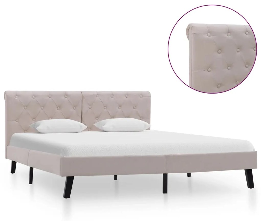 286760 vidaXL Cadru de pat, crem, 140 x 200 cm, material textil