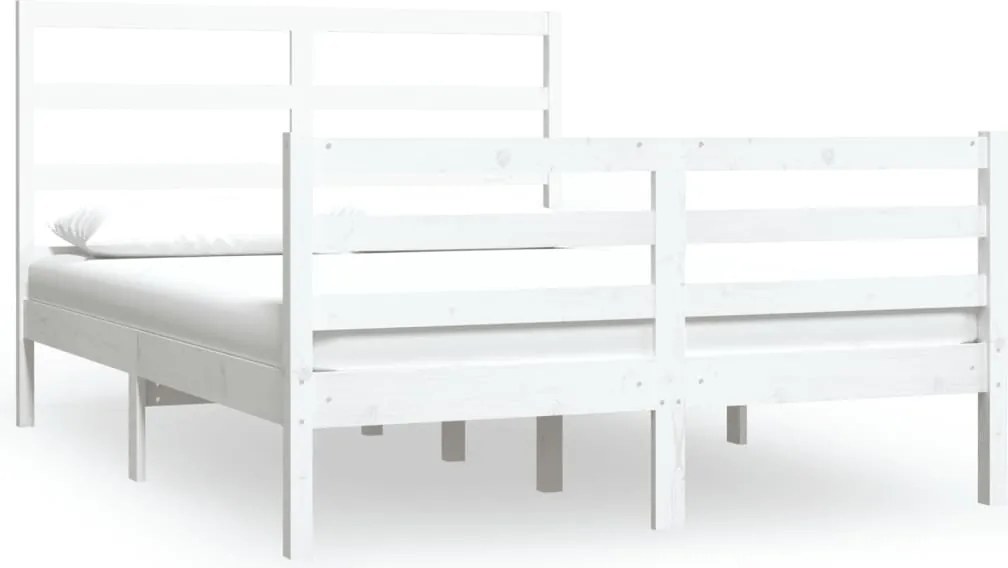 vidaXL Cadru de pat mic dublu, alb, 120x190 cm, lemn masiv de pin