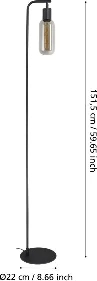 Eglo 901008 - Lampadar MAIONE 1xE27/4W/230V negru/fumuriu