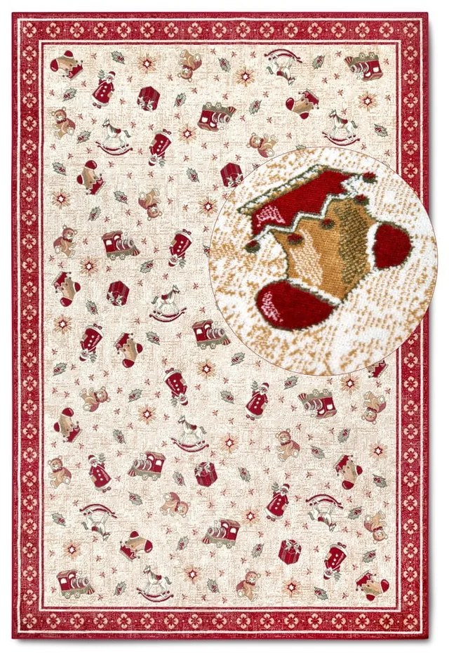 Covor roșu din amestec de bumbac 160x230 cm cu model de Crăciun Toy's Delight Red Christmas – Villeroy&Boch
