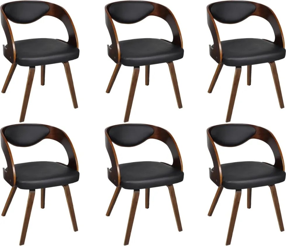 vidaXL Scaune de bucătărie, 6 buc., maro, piele ecologică