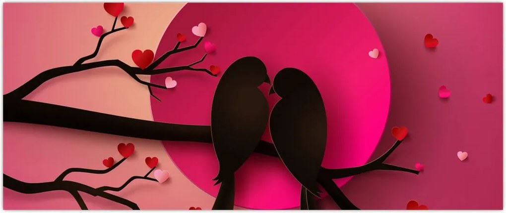 Tablou - Păsări îndrăgostite (120x50 cm)