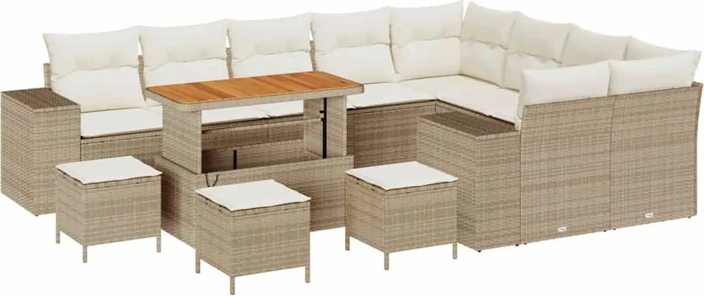 vidaXL Set de canapele pentru grădină cu pernă 13 pcs Bej și crem
