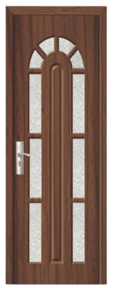 Usa Interior din MDF Novo Doors ND108, Cadru din Lemn Masiv, Geam Sablat, KIT COMPLET, Toc , Manere si balamale incluse (Culoare: Nuc, Toc: Fix,