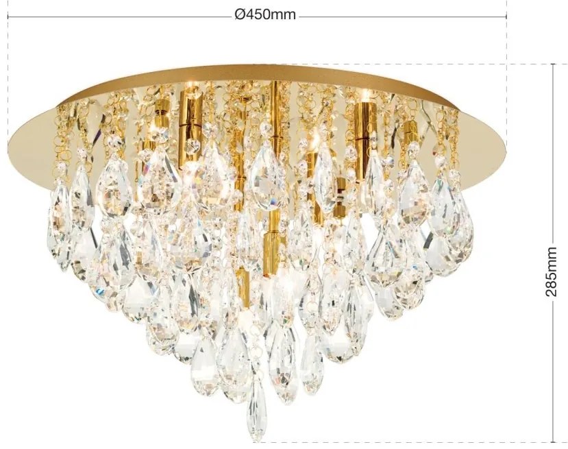 Plafoniera cristal K9 design elegant CELESTE D-45 aurie