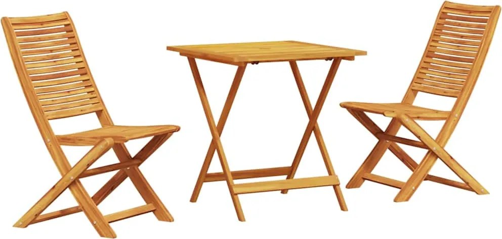 vidaXL Set Bistro Pliabil 3 pcs Maro Lemn Solid de Acacia