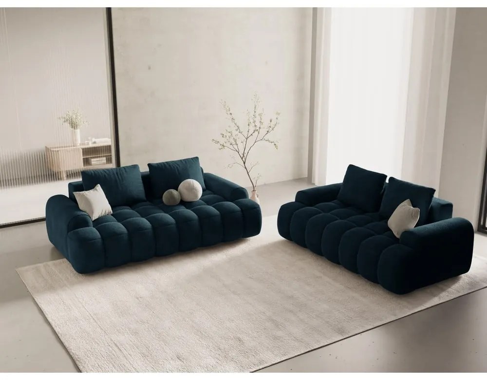 Canapea petrol cu tapițerie din catifea 175 cm Linz – Cosmopolitan Design