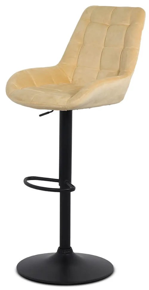 Scaun de bar crem ABS 145 din catifea cu bază metalică reglabilă
