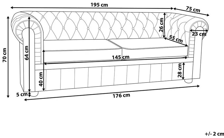 Canapea 3 locuri din piele Chichester (crem) . 1008703