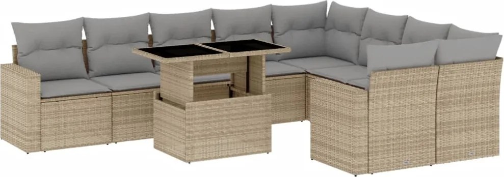 vidaXL Set canapele de grădină cu perne, 10 piese, bej, poliratan