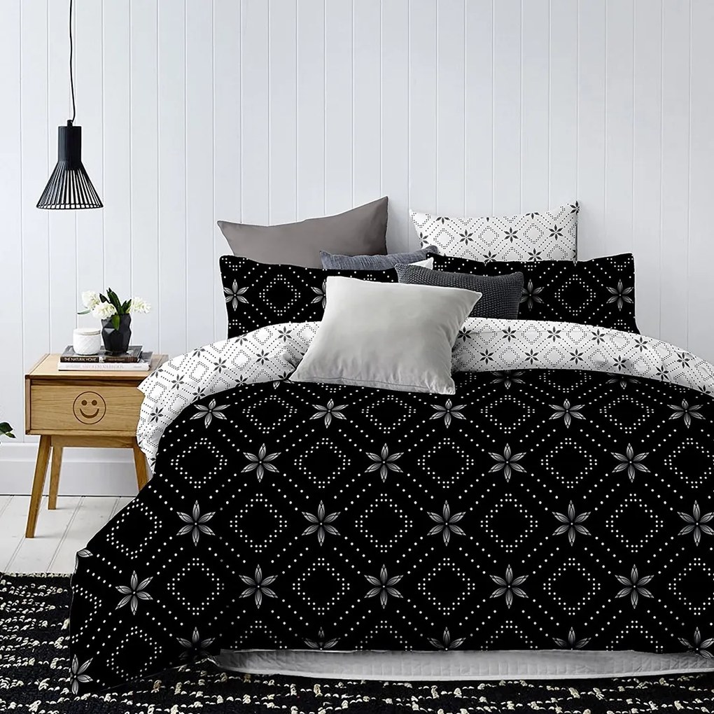 Lenjerie de pat din microfibra neagra, SNOWY