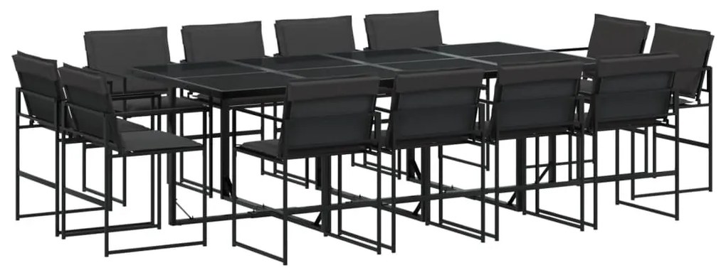 3295080 vidaXL Set mobilier de grădină, 13 piese, cu perne, negru, textilenă